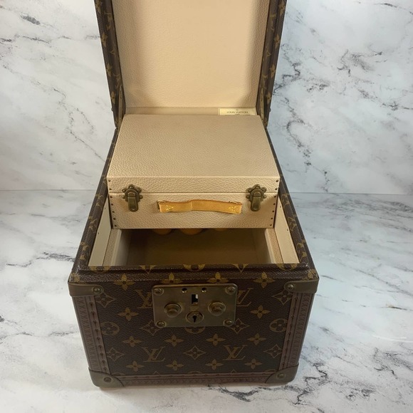 ❌❌ Louis Vuitton Monogram Trunk Boite Flacons Beauty Vanity Case Vintage Hard - Picture 8 of 13
